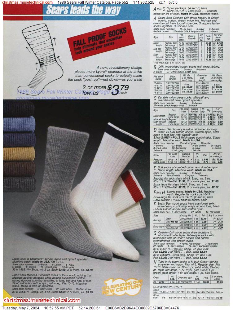 1986 Sears Fall Winter Catalog, Page 552