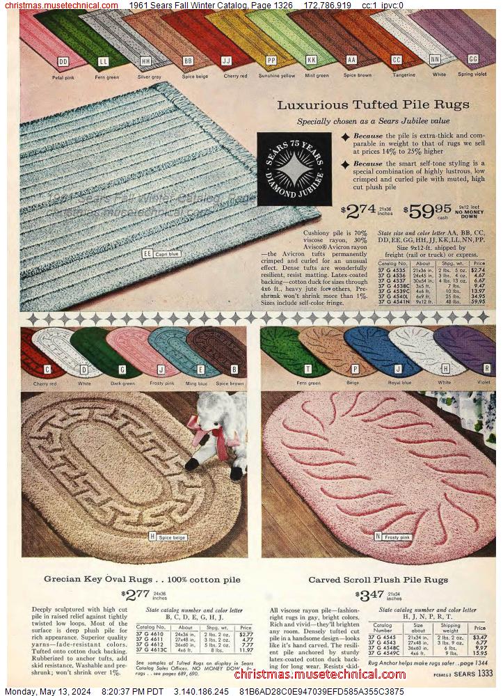 1961 Sears Fall Winter Catalog, Page 1326