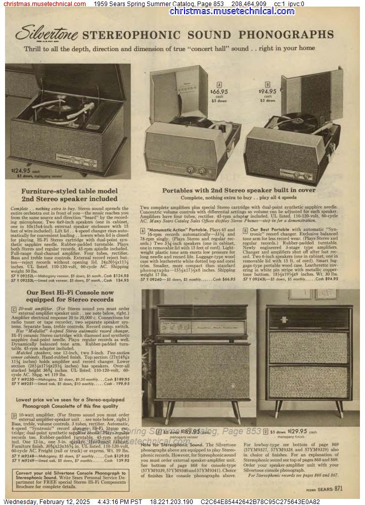 1959 Sears Spring Summer Catalog, Page 853