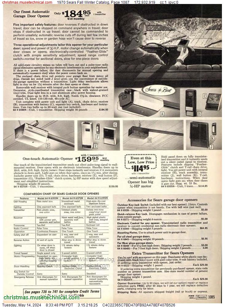 1970 Sears Fall Winter Catalog, Page 1087