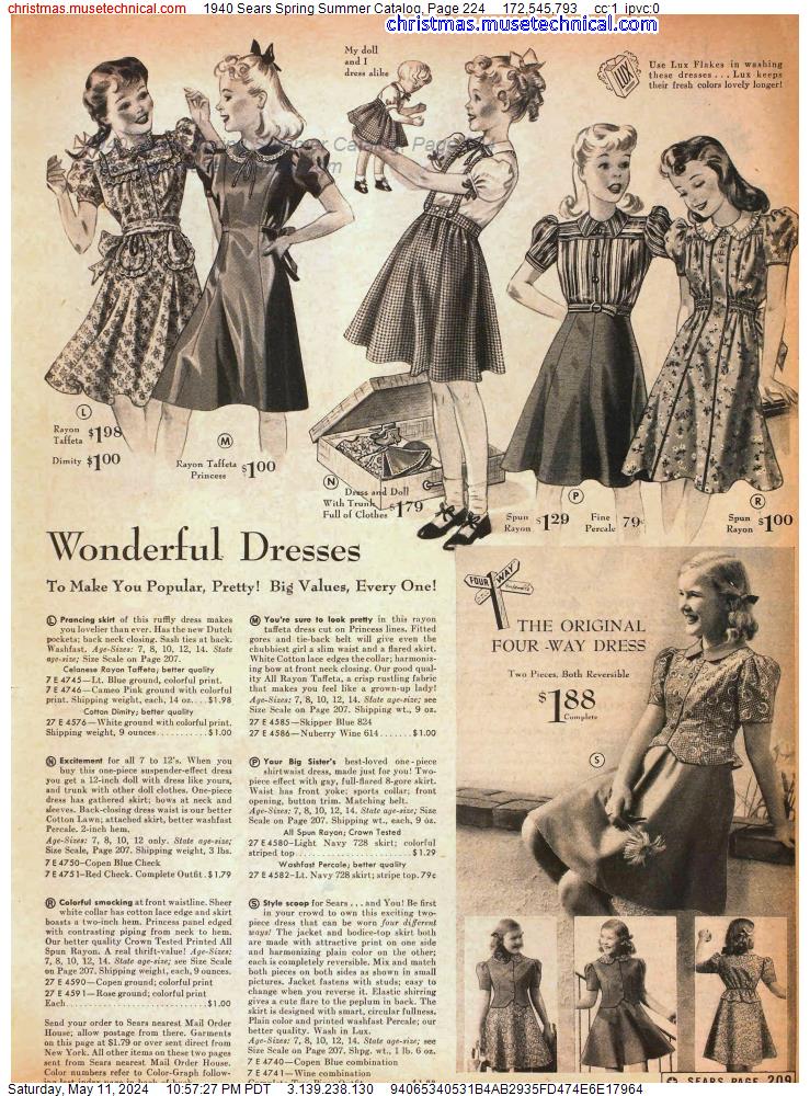1940 Sears Spring Summer Catalog, Page 224