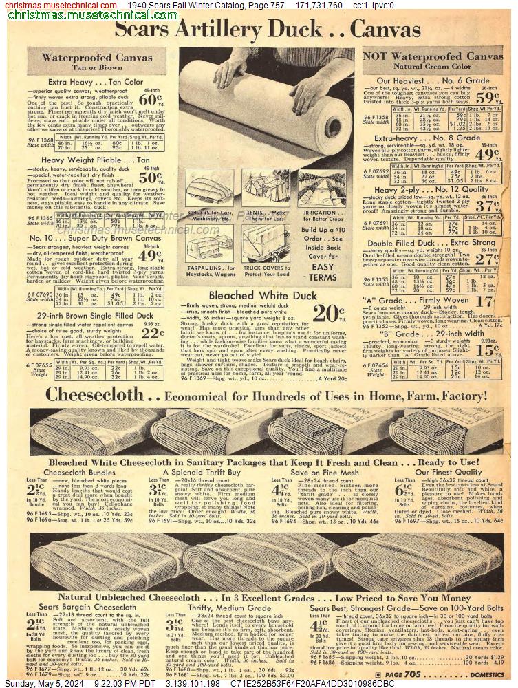 1940 Sears Fall Winter Catalog, Page 757