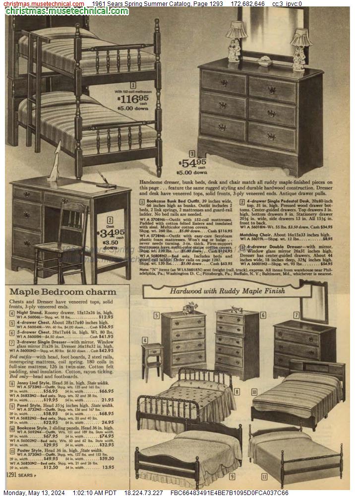 1961 Sears Spring Summer Catalog, Page 1293