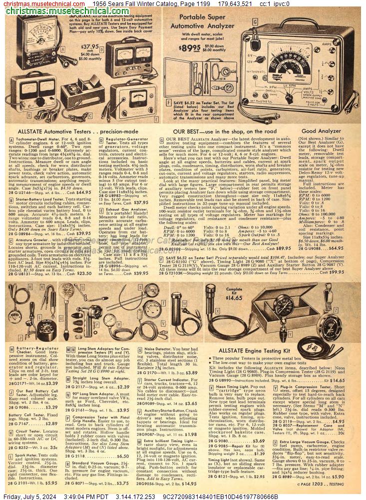 1956 Sears Fall Winter Catalog, Page 1199