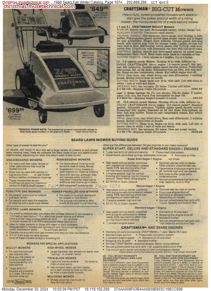 1980 Sears Fall Winter Catalog, Page 1074