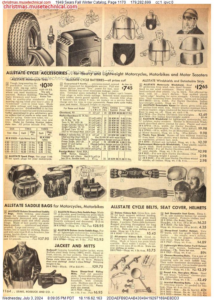1949 Sears Fall Winter Catalog, Page 1170