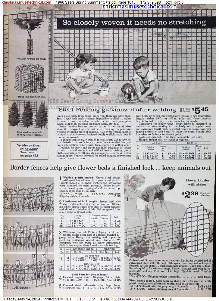 1966 Sears Spring Summer Catalog, Page 1045