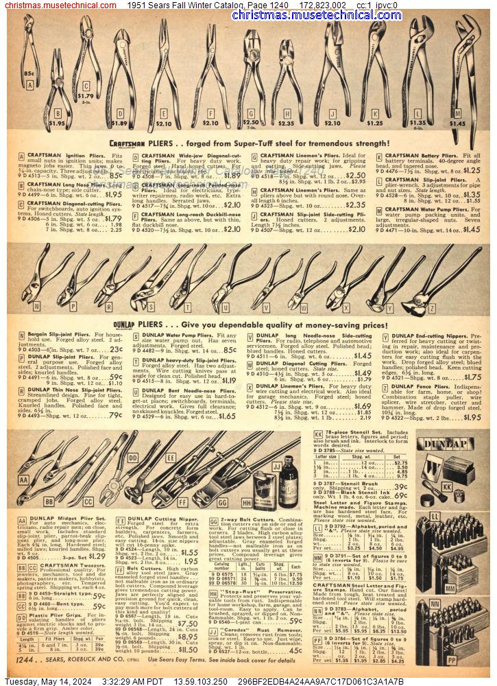 1951 Sears Fall Winter Catalog, Page 1240