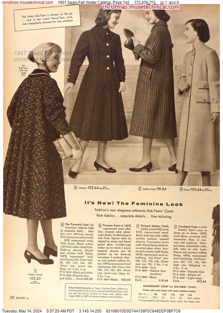 1957 Sears Fall Winter Catalog, Page 142