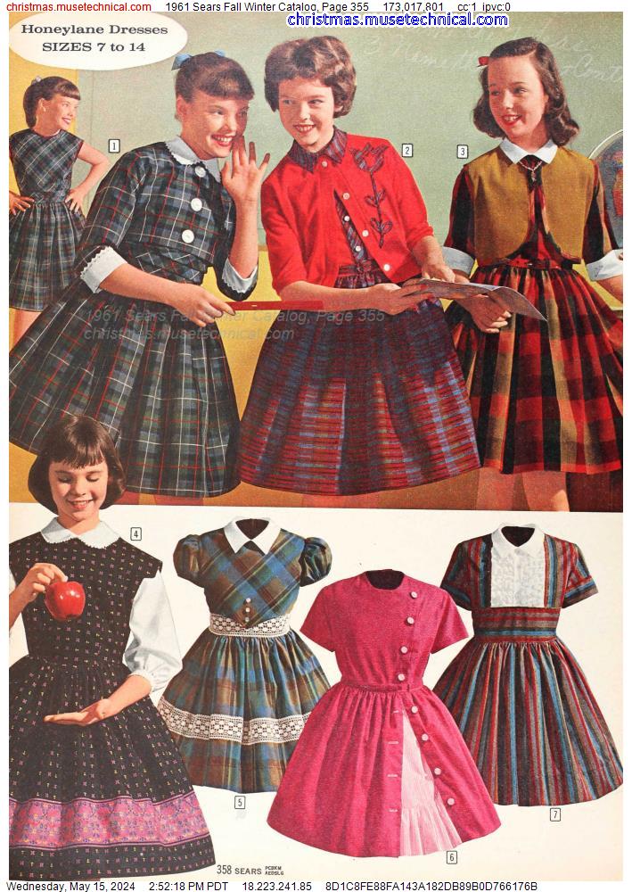 1961 Sears Fall Winter Catalog, Page 355