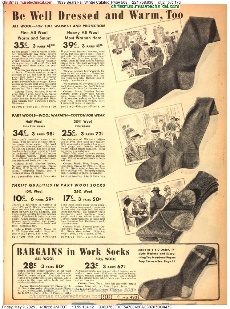 1939 Sears Fall Winter Catalog, Page 508