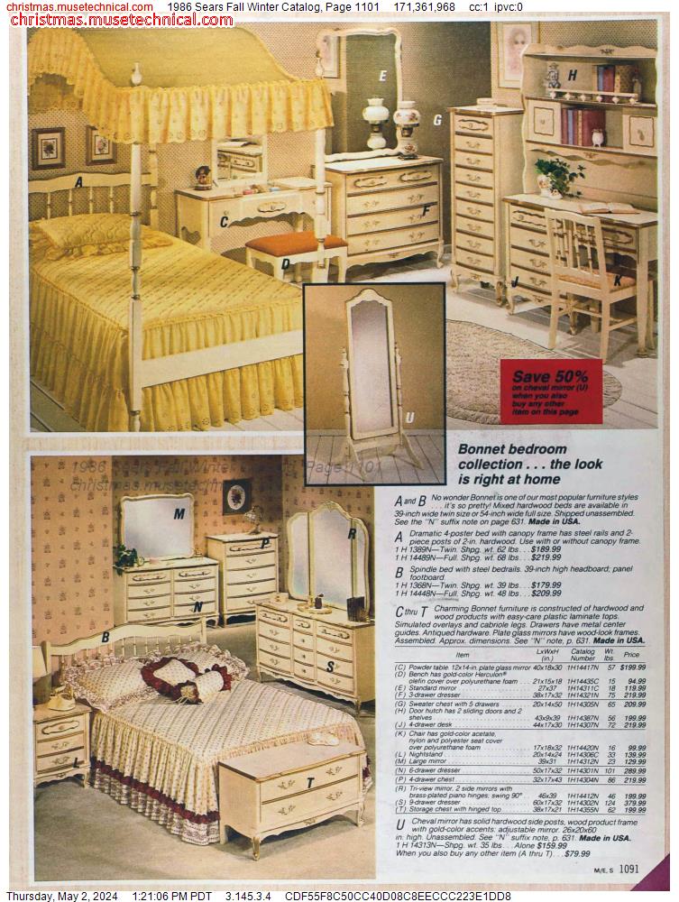 1986 Sears Fall Winter Catalog, Page 1101
