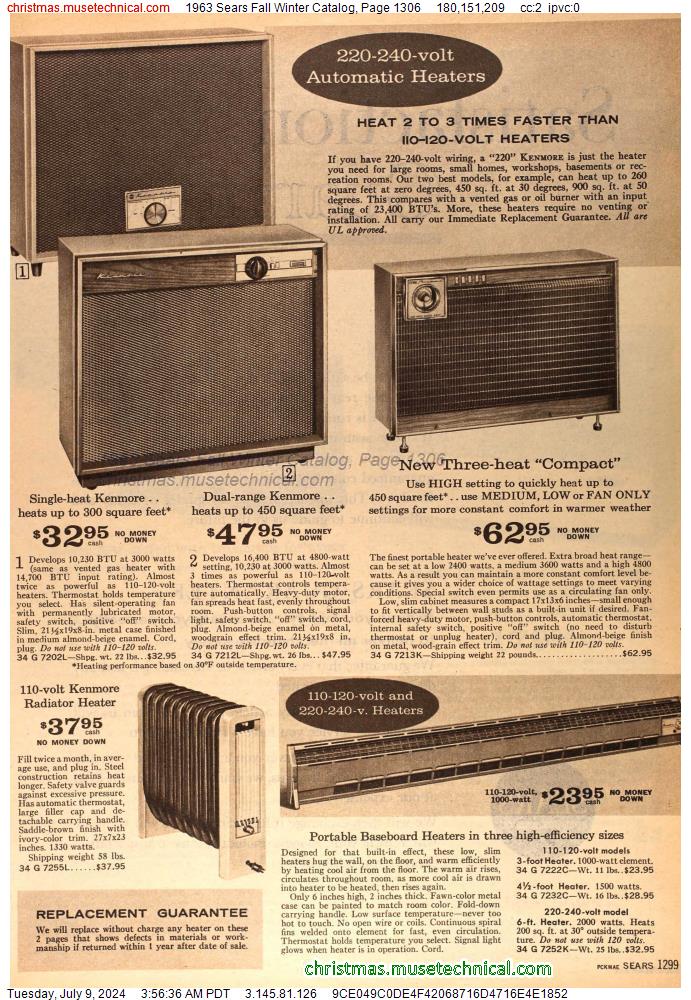 1963 Sears Fall Winter Catalog, Page 1306