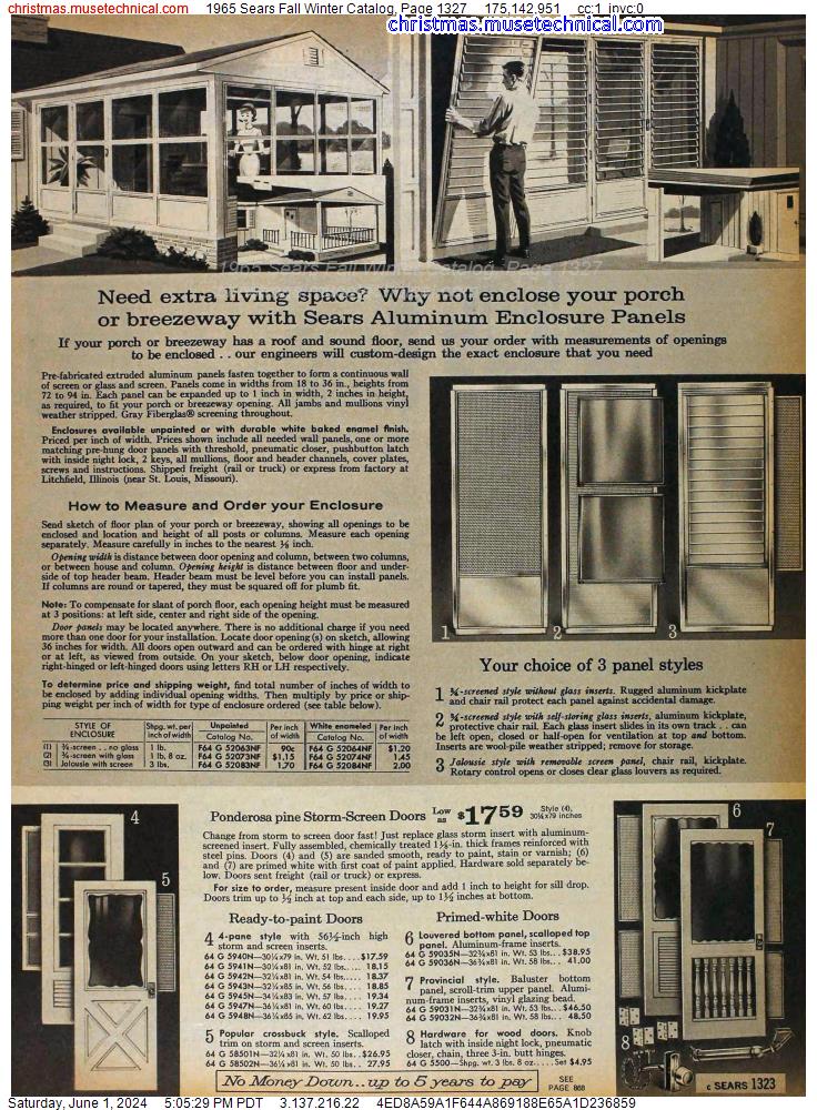 1965 Sears Fall Winter Catalog, Page 1327