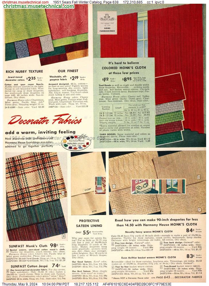 1951 Sears Fall Winter Catalog, Page 638