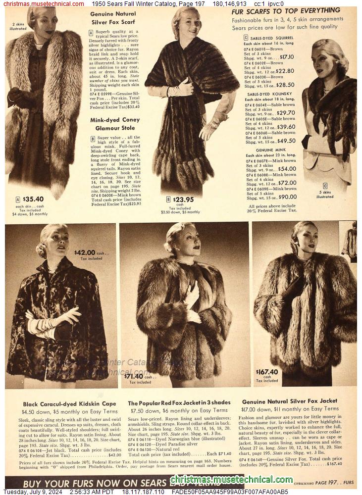 1950 Sears Fall Winter Catalog, Page 197