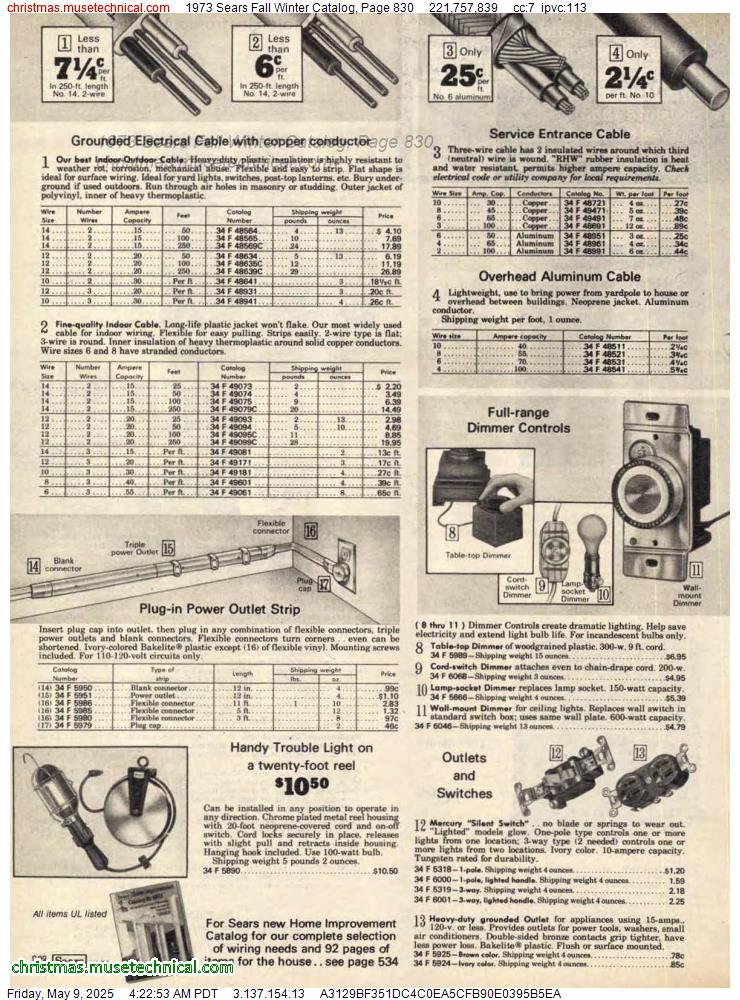 1973 Sears Fall Winter Catalog, Page 830