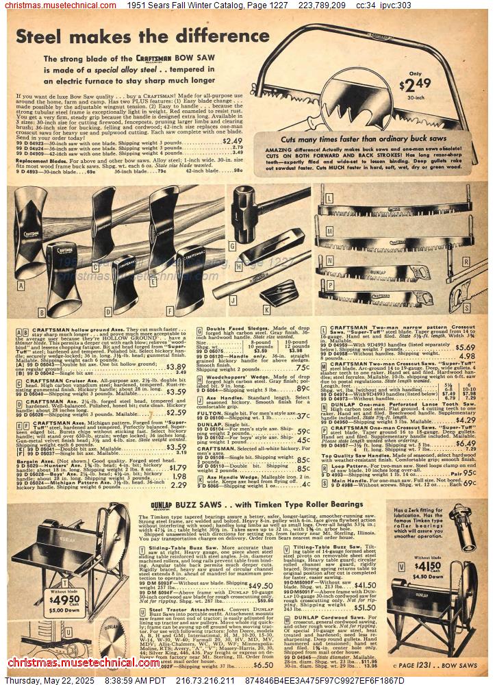 1951 Sears Fall Winter Catalog, Page 1227
