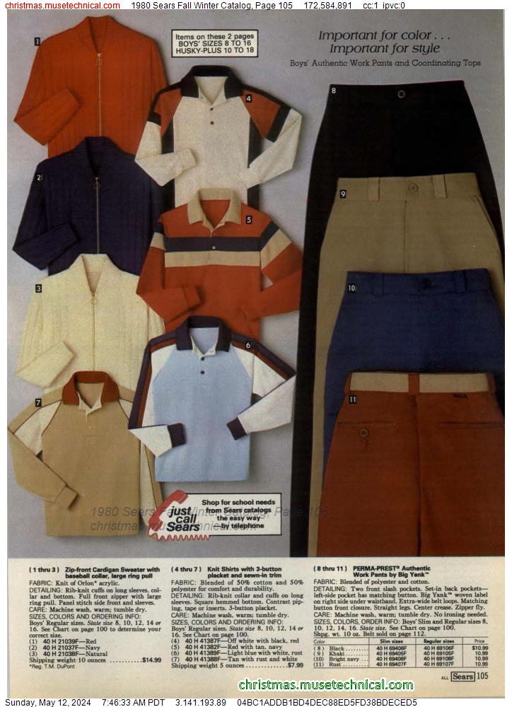 1980 Sears Fall Winter Catalog, Page 105