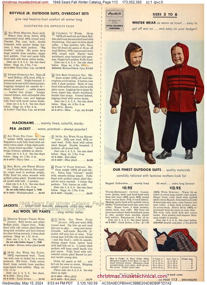 1948 Sears Fall Winter Catalog, Page 113