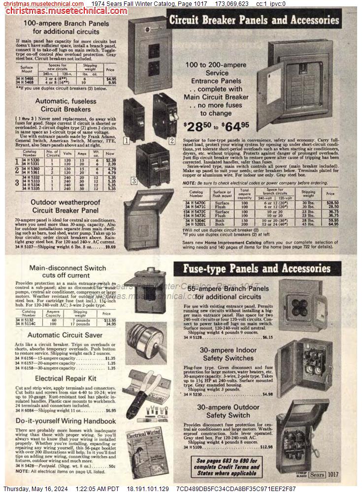 1974 Sears Fall Winter Catalog, Page 1017
