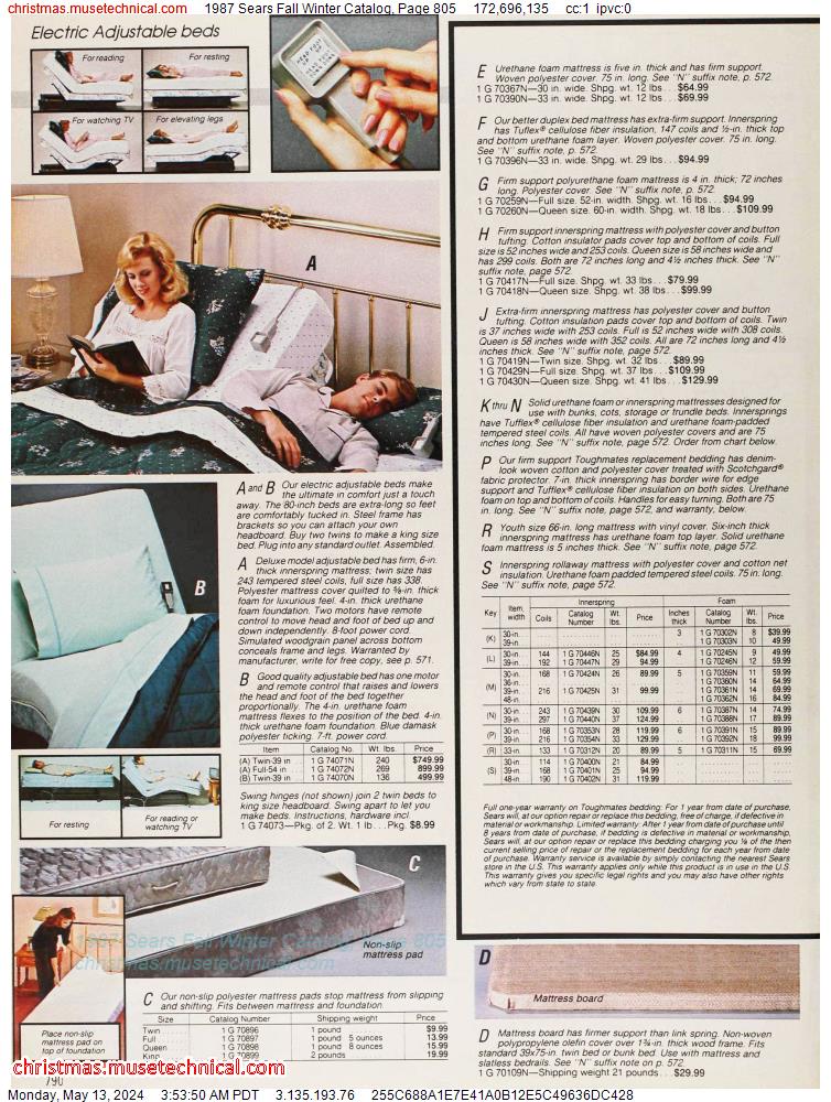 1987 Sears Fall Winter Catalog, Page 805