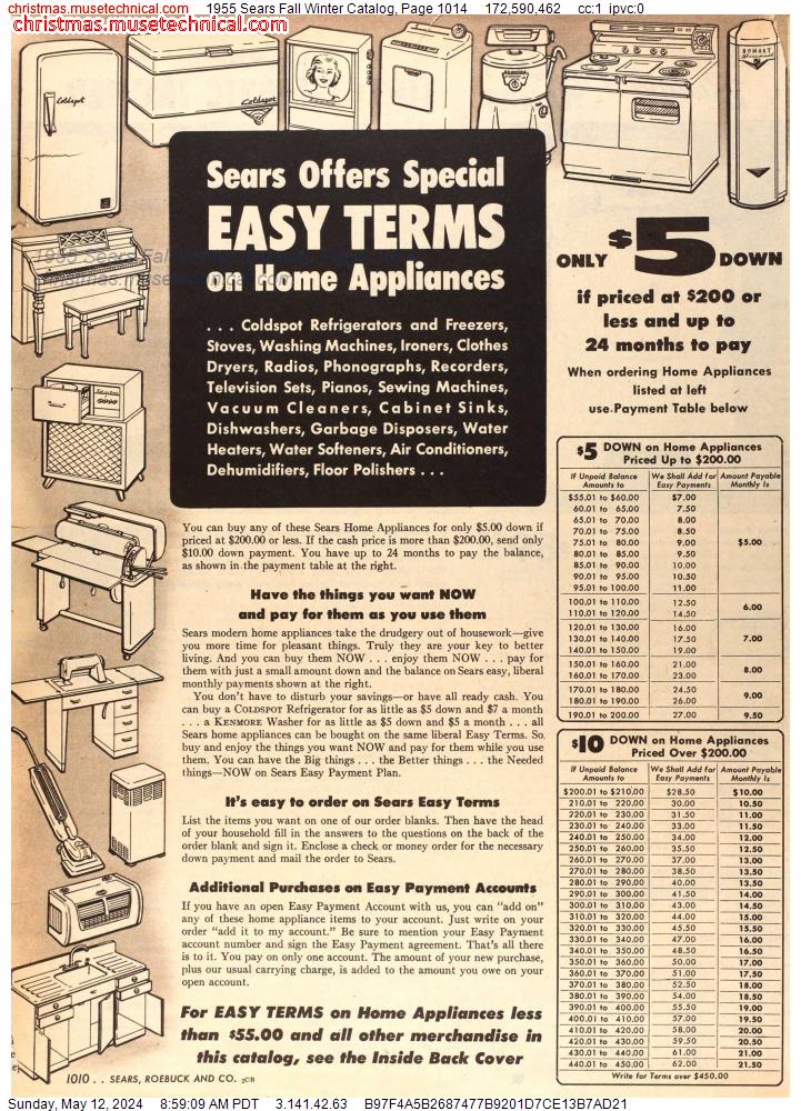 1955 Sears Fall Winter Catalog, Page 1014