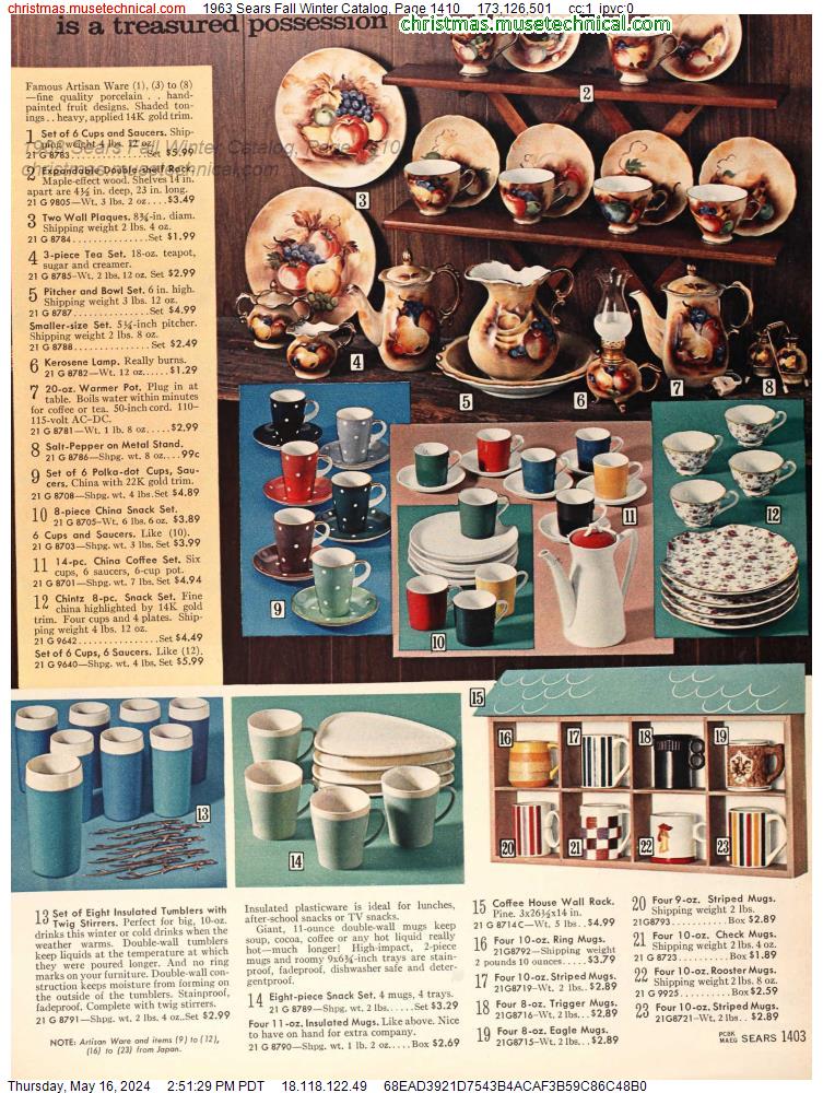 1963 Sears Fall Winter Catalog, Page 1410