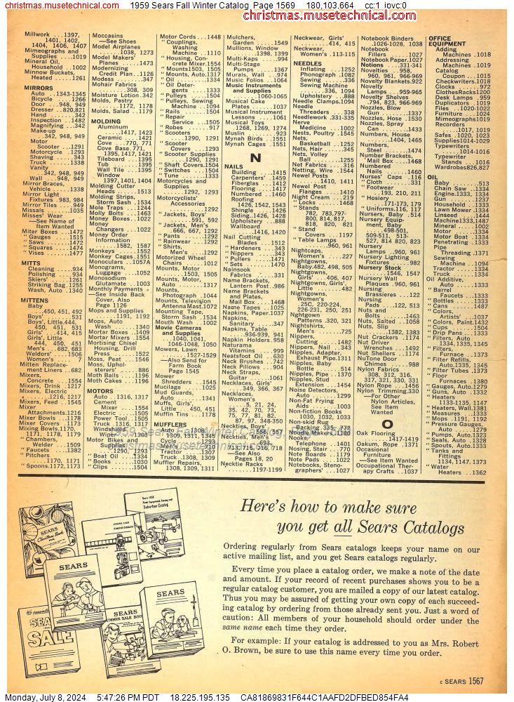 1959 Sears Fall Winter Catalog, Page 1569