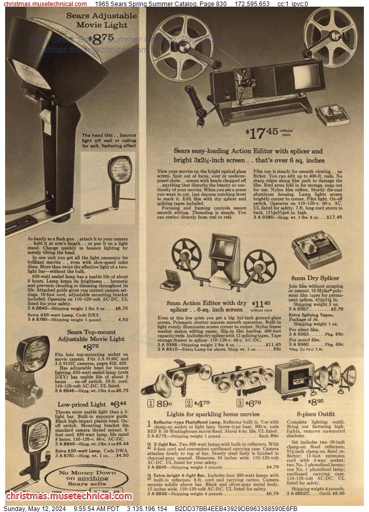 1965 Sears Spring Summer Catalog, Page 830