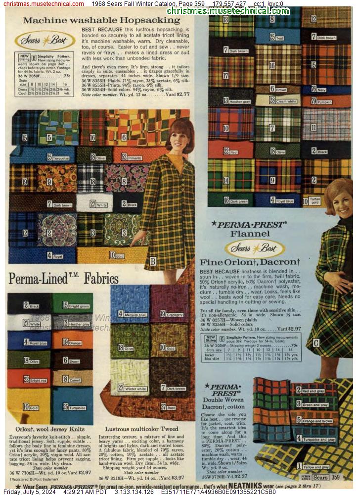 1968 Sears Fall Winter Catalog, Page 359
