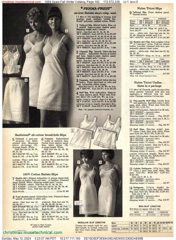 1969 Sears Fall Winter Catalog, Page 182