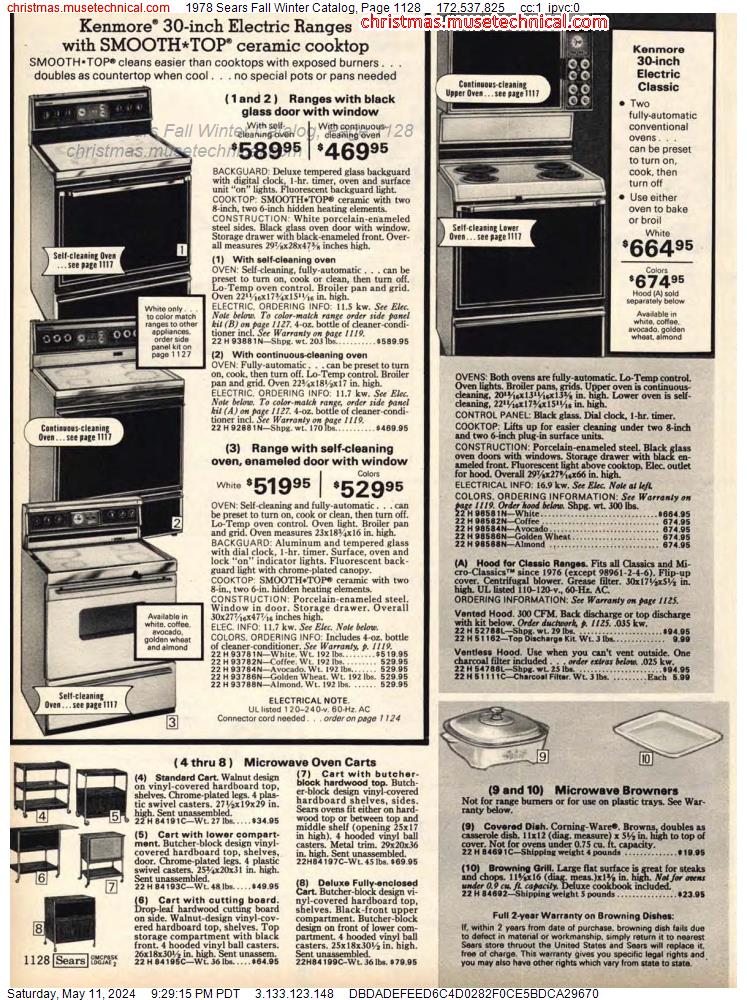 1978 Sears Fall Winter Catalog, Page 1128