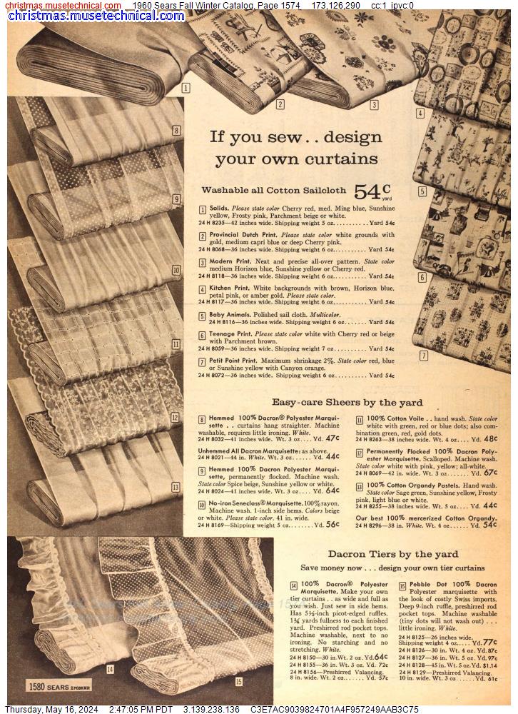 1960 Sears Fall Winter Catalog, Page 1574