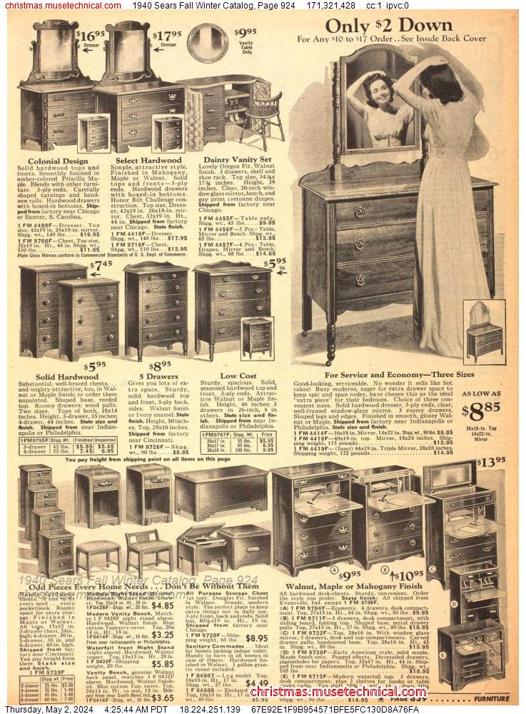 1940 Sears Fall Winter Catalog, Page 924