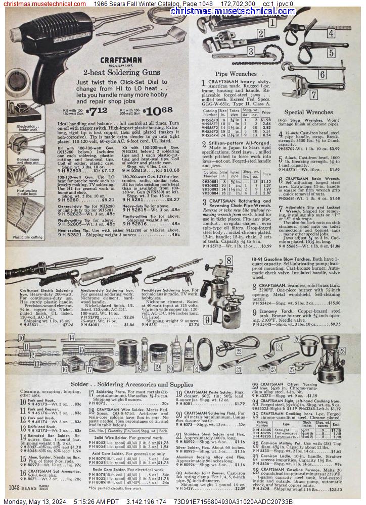 1966 Sears Fall Winter Catalog, Page 1048