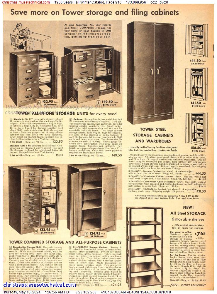 1950 Sears Fall Winter Catalog, Page 910