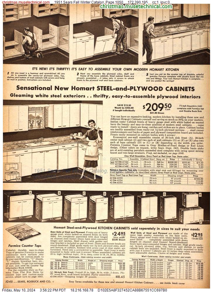 1951 Sears Fall Winter Catalog, Page 1050