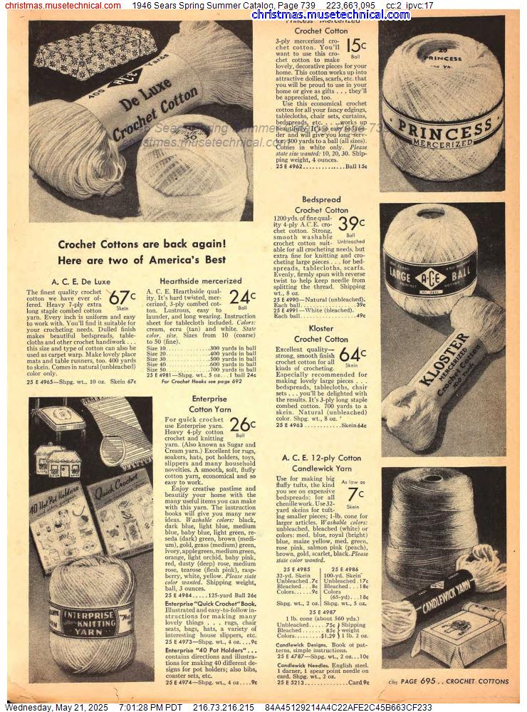 1946 Sears Spring Summer Catalog, Page 739
