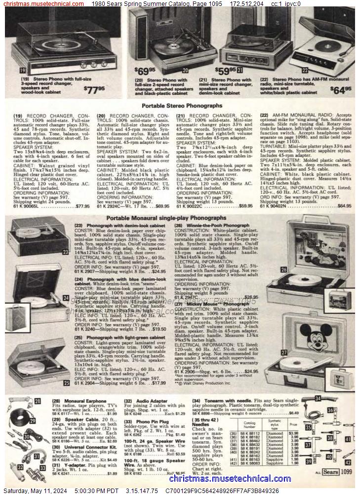 1980 Sears Spring Summer Catalog, Page 1095