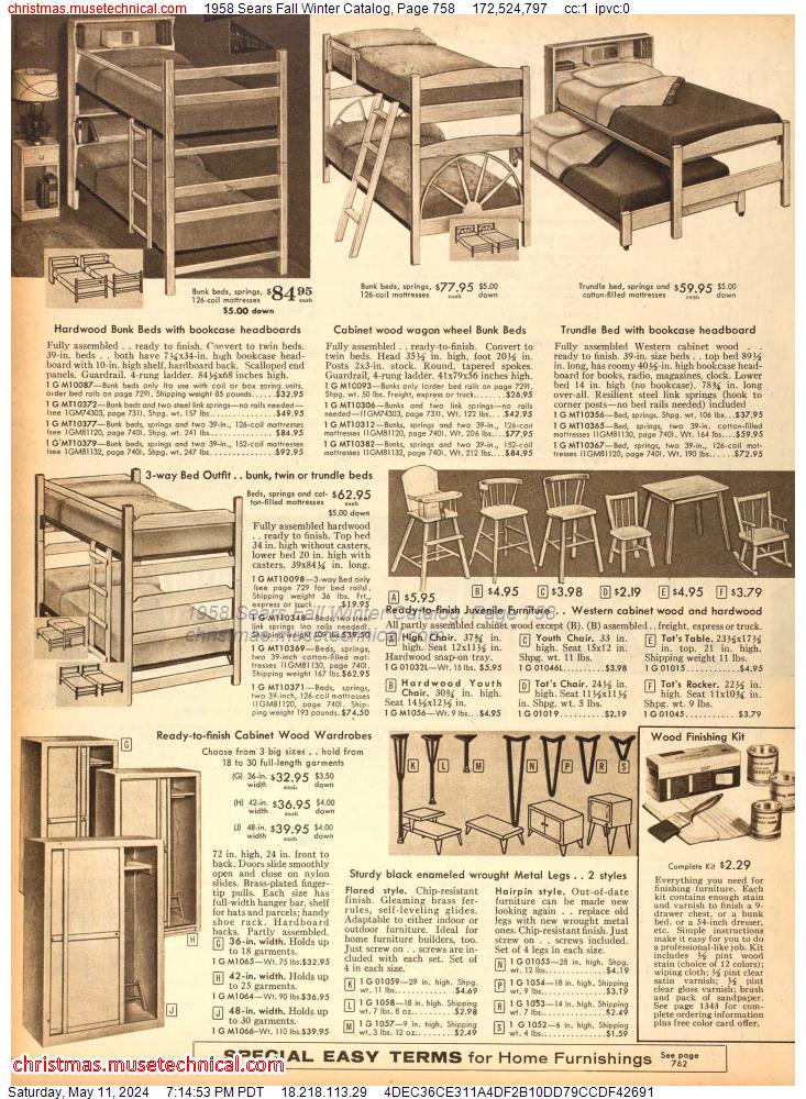 1958 Sears Fall Winter Catalog, Page 758