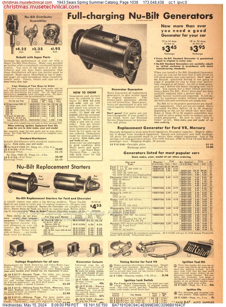 1943 Sears Spring Summer Catalog, Page 1038