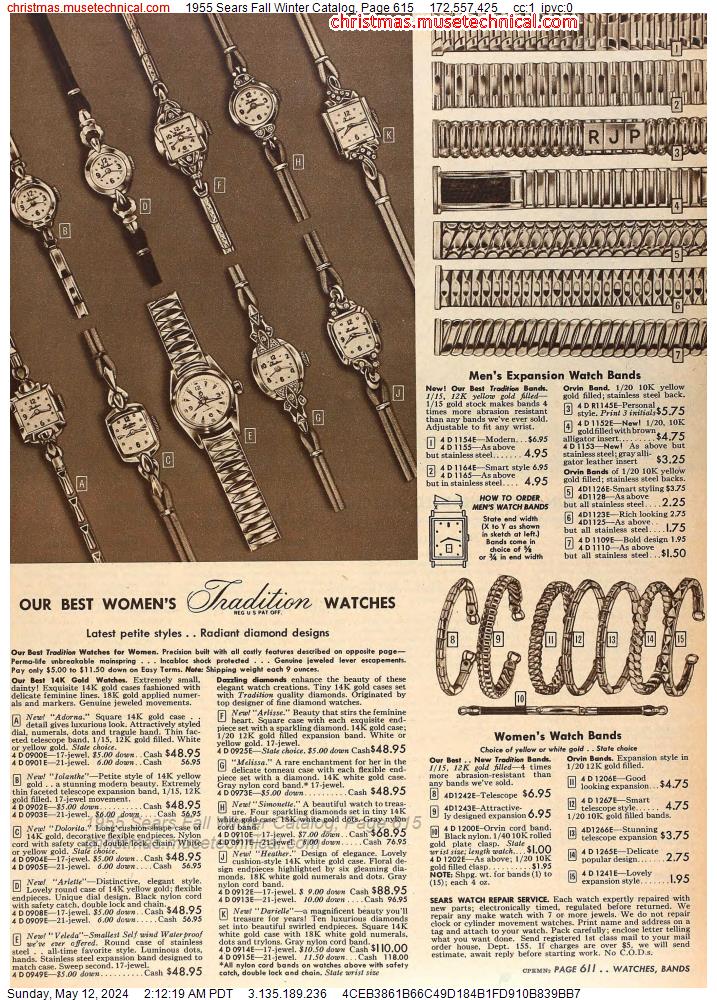 1955 Sears Fall Winter Catalog, Page 615
