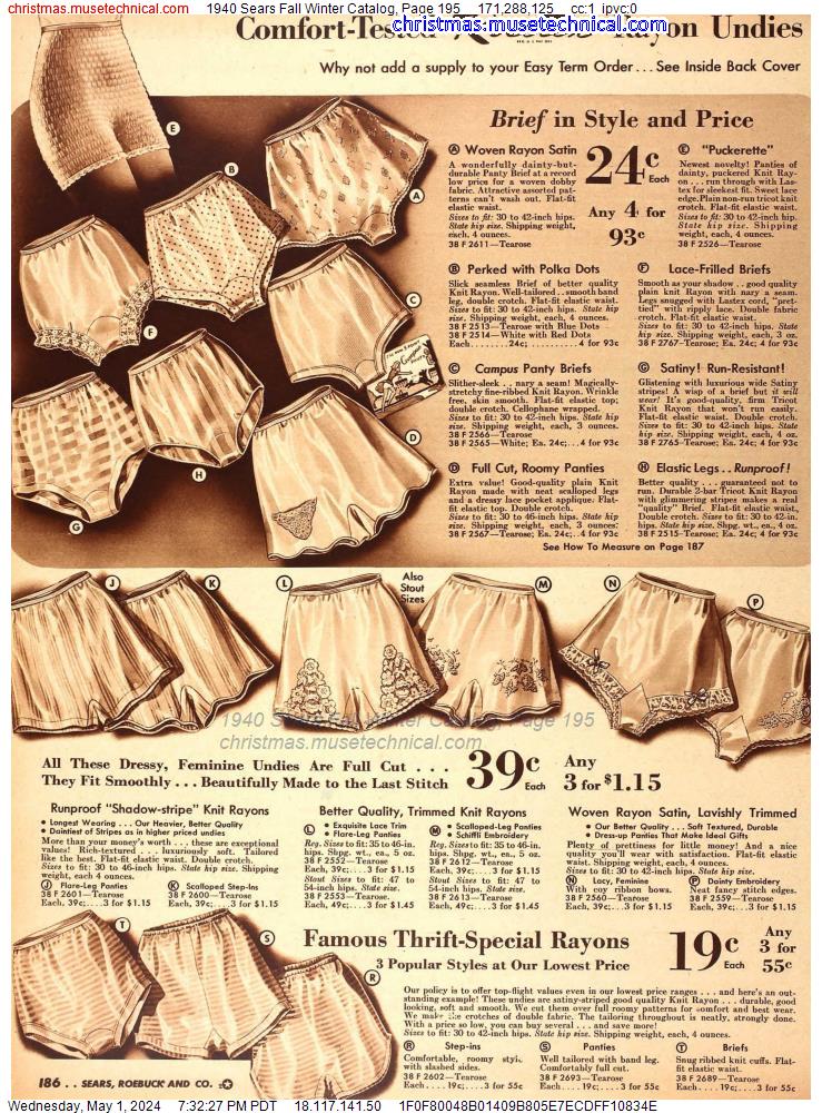 1940 Sears Fall Winter Catalog, Page 195