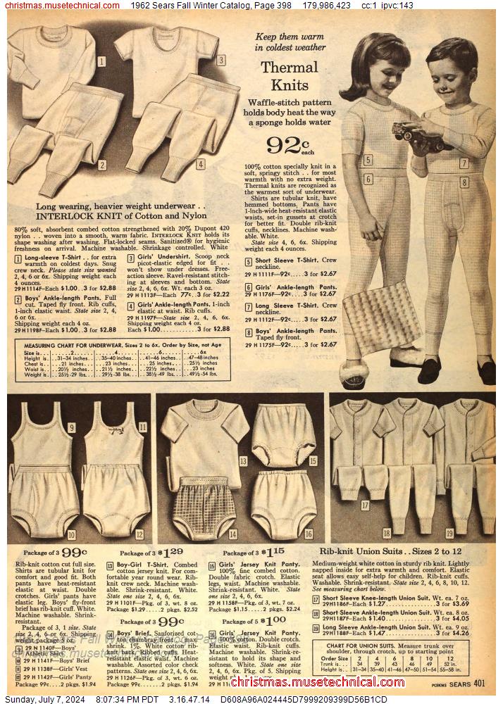 1962 Sears Fall Winter Catalog, Page 398