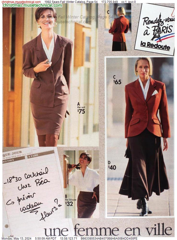 1992 Sears Fall Winter Catalog, Page 54