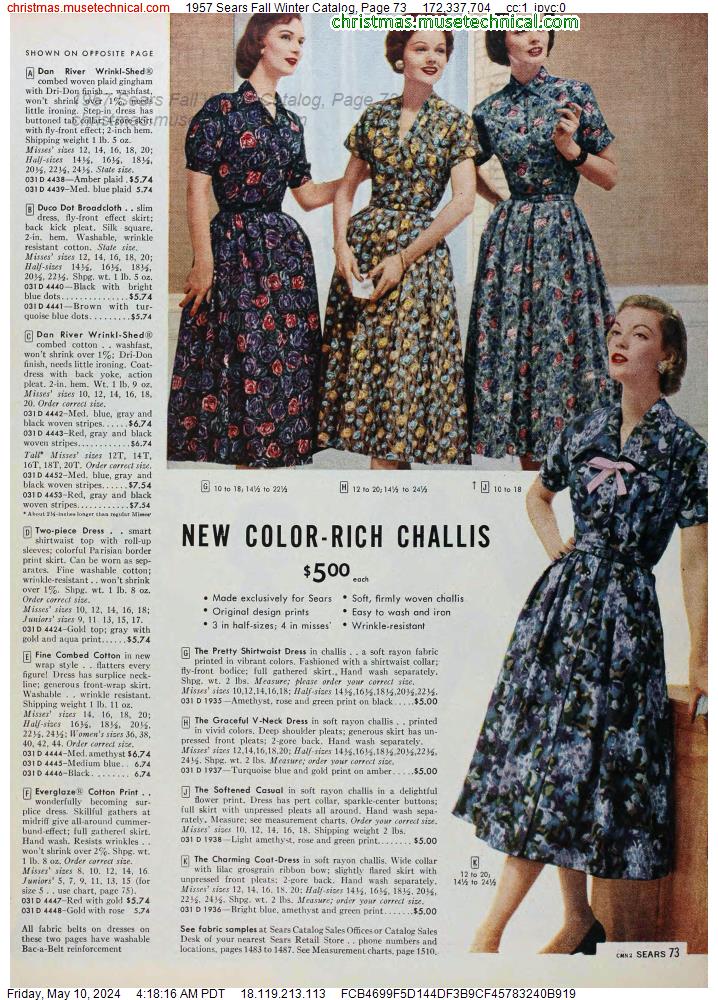 1957 Sears Fall Winter Catalog, Page 73