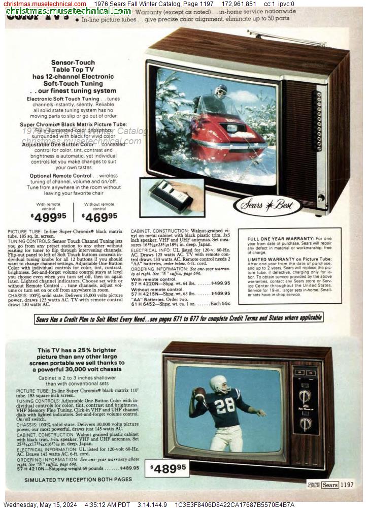 1976 Sears Fall Winter Catalog, Page 1197