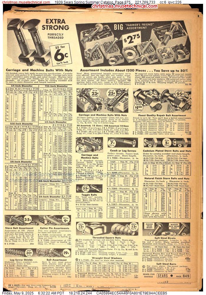 1939 Sears Spring Summer Catalog, Page 875