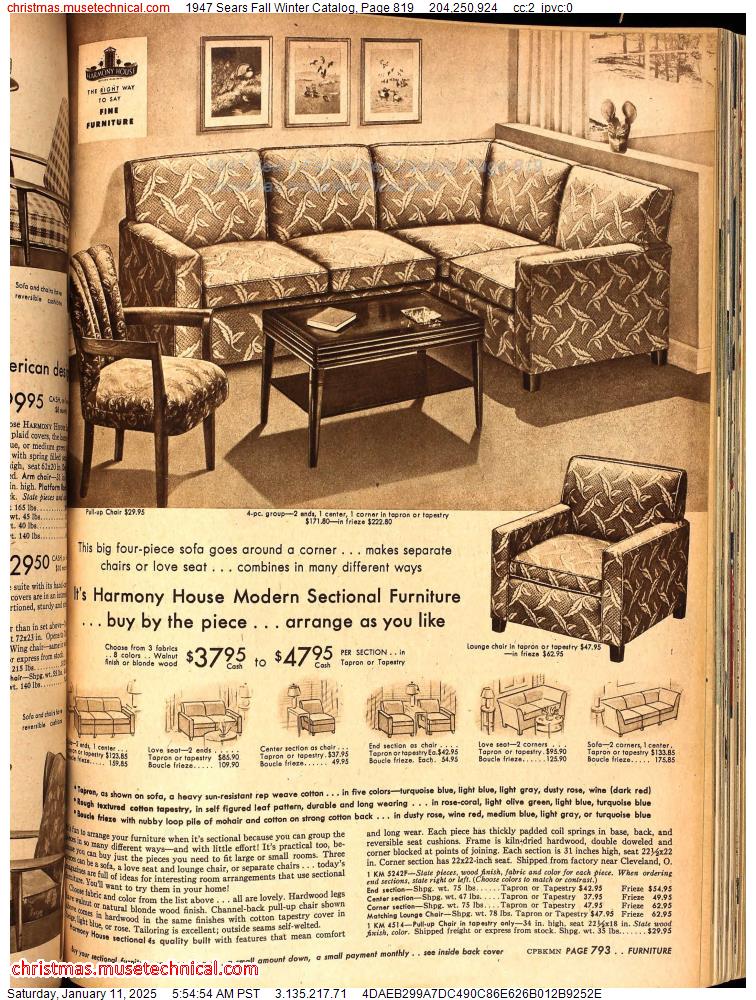 1947 Sears Fall Winter Catalog, Page 819